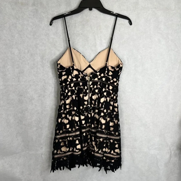 Windsor Spaghetti Strap Black Lace over Nude Mini Cocktail Dance Dress Sz SM - Picture 2 of 10